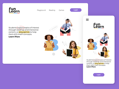 FunLearn Landing Page branding colorfull design figma graphic design illustration illustrator kids logo mobile app product design rebranding school typography ui ux vector website