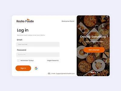 Log in page — Online Food Delivery 2d 3d animation app ui branding food login graphic design login logo logout motion graphics new ui design online food delivery signin ui uiux web design web ui