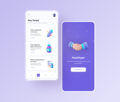 Mobile App for Health Metrics and Reminders 3d app app design design figma figmadesign health health metrics inspiration interface mobile app modern ui ui design ux