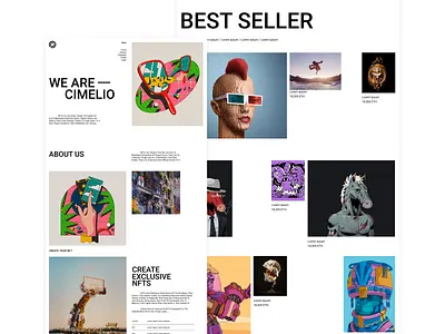 CIMELIO UI/UX LANDING PAGE DESIGN abstract adobe brand design brand identity branding homepage illustration landing page landingpage market minimal nft nft market ui ui design uiux ux design web website design websitedesign