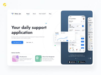 Application - Body Joe activity tracker app chart clean color design details interface landing minimal mobile support tracker ui uiux ux web webapplication