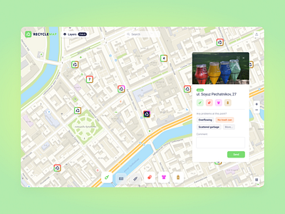 Waste sorting ecology environment geo gis interface location map separate waste collection