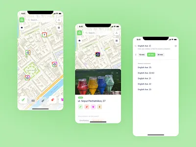 Waste sorting mobile ecology environment geo gis interface location map mobile separate waste collection ui ux