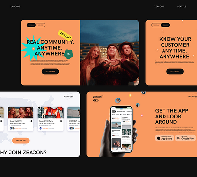 Networking app – Landing composition design landing mobile app typography ui uiux web webdesign