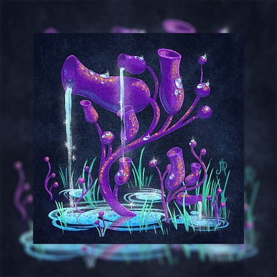 Magic mushroom art artwork background board game card cg concept design digital drop fairytale greenery illustration illustrator mushroom pattern photoshop plant raster water