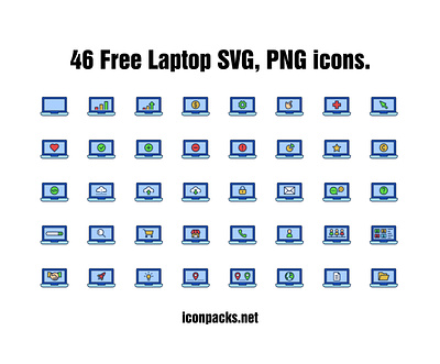 46 Free Laptop, Notebook SVG, PNG icons. design free resources freebies icon pack icon set icons illustration png icons svg icons vector