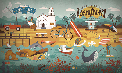 Ventura visitor's guide beach beer california illustration magazine ocean retro ventura vintage whale