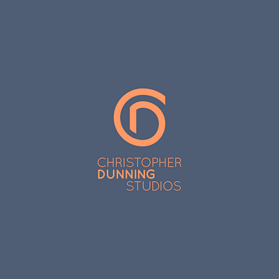 Christopher Dunning Studios Logo basic forms blue flat flat design flat logo flat logo design logo logo design orange round spiral spiraling studio studio logo timeless logo timeless logo design typography