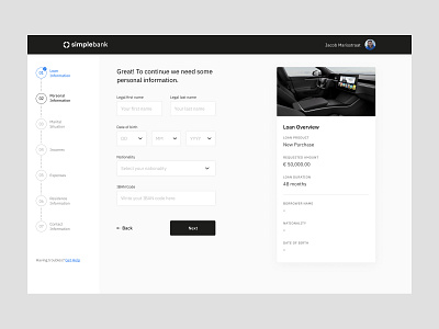 Bank Loan / Fintech Flow bank banking car loan dashboard digital bank fintech flow home bank loan loans minimal ui user flow ux