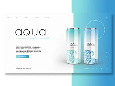 aqua - water for the world can illustration ocean plastic product design water web design website