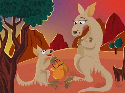 Kangaroo animal animals australia background character character design design illustration kangaroo sunset trees vector vector illustration vector image