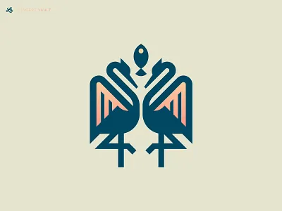 Manolin III (Concepts Vault) aquaculture bird birds blue bold brand brand identity branding fish geometric heron identity logo logo design mark modern seafood typography wing wings