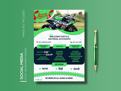 Grand Opening Social Media Post Design banner design bike service center poster business card and stationary design grand opening banner design logo social media post