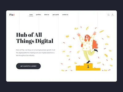 Flax Hero Header - Light clean design flat flax freelance freelancers header hero header illustration light logo ui ux vector web