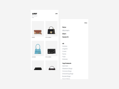 APP - lyst.com app clean design ecommerce f3f4f4 mobile new ui white