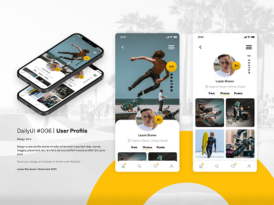 DailyUI #006 | User Profile app daily dailyui design longboarding skate skateboarding ui uidesign userinterfaz