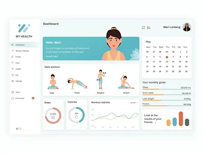 Dashboard for health app (light theme) dashboard design illustration ui ux