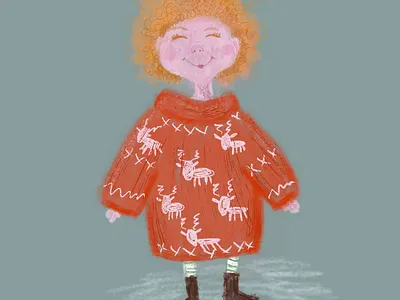 Girl in sweater design illustration procreate
