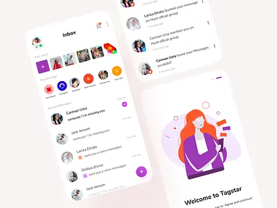 Tagstar In-office Messanger app app illustration app ui design clean ui inbox messaging messaging kit messenger app project management app task calendar task management typography uiux