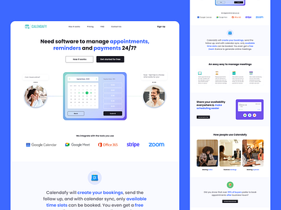 Calendafy - business scheduling platform bold booking bright clean homepage landingpage scheduling techy ui website