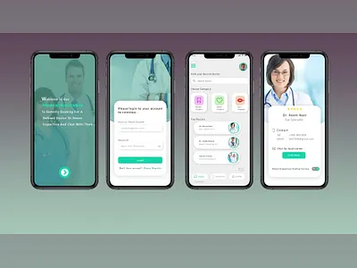 Doctors application adobexd app booking doctors green photoshop signin ui