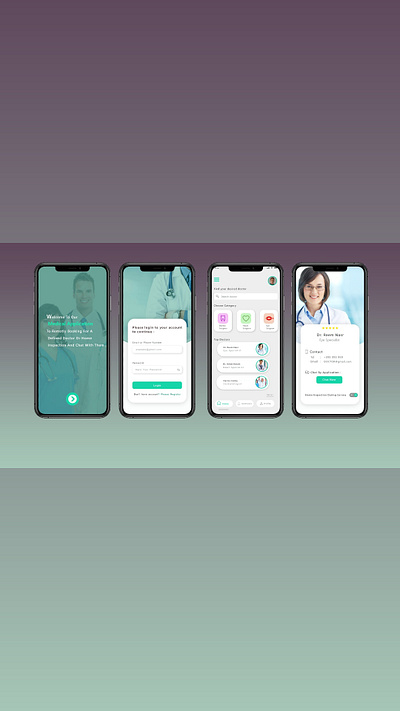 Doctors application adobexd app booking doctors green photoshop signin ui