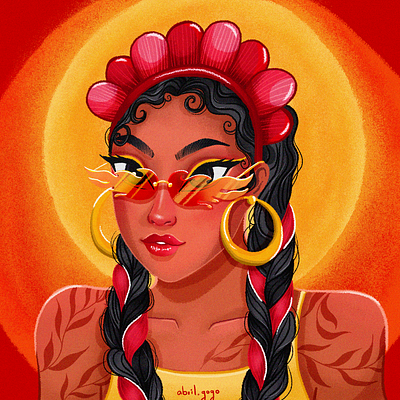 Fire style fire flamas flames girl illustration mexican mexicana photoshop street syle tattoo