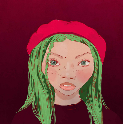 Green eyes creative market design digital editorial girl graphic design illustration portrait print