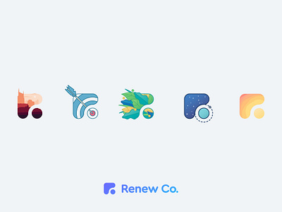 Renew Co. Brand Identity arrow brand branding bullseye design graphic design icon identity illustration leaves logo nashville r space sun typography vector
