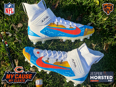 Handpainted Cleats NFL Chicago Bears player #MyCauseMyCleats bears boundary waters chicago chicago bears cleats football illustration lake nature nfl