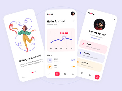 Freelancer app app app design appdesign appmobille appui clean freelancer illustration minimal mobileapp ui uiapp uidesign uiux user interface ux