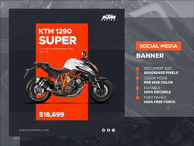 KTM 1290 - Social Media Banner Template bike ads bike banner ad bike banner design design ktm ads ktm banner ktm banner design motobike banner social media banner social media banner design social media banner design ideas social media banner design size social media banner pack free social media banner template social media posts and banners