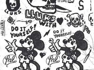 I love skulls. doodles illustrations not minimal skulls