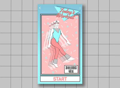 Daily UI #062: Workout of the Day 062 1980s 80s aerobics app dailyui dailyui062 design exercise illustration mobile retro ui workout