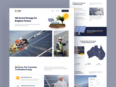 XOLAR Landing Page batery clean energy hydropower landing page manufacture solar solar panel technology ui website xolar