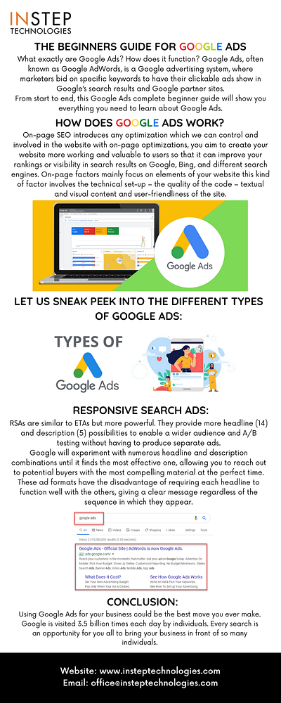 The Beginners Guide for Google Ads branding design dig digital marketing graphic design illustration insteptechnologies logo mobile app development service team ui vector web design