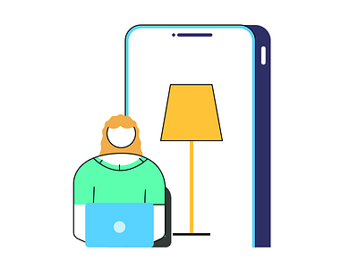 Online Shopping app character design e commerce graphic illustration lamp laptop mobile online shopping ui vector