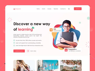 Educational Web Design app branding design e learning educational landing page educational web home page ilias illustration landing page logo minimal online courses online education shcool trending ui design ux web design web ui