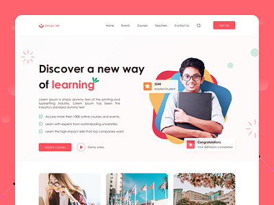 Educational Web Design app branding design e learning educational landing page educational web home page ilias illustration landing page logo minimal online courses online education shcool trending ui design ux web design web ui