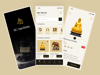 Antique - Artwork - Collectibles - Jewellery auction mobile app antique app app design auction auction app bidding blockchain clean ui collectibles crypto gold jewellery live bidding mobile app mobile app design nice design online app ornaments sculpture uiux