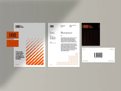 LAHD Brand Stationary Design brand design brand pattern branding business cards construction identity design logo orange pattern print design stationary type visual identity