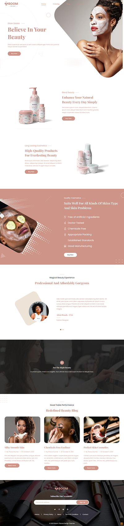 Boom - Cosmetics (Beige) Shopify Theme design ecommerce responsive theme ui web design webdeveloper website website design websitedesigner