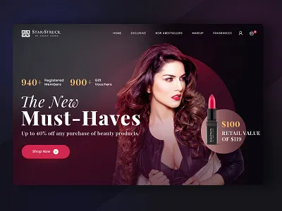 Cosmetics Web Banner beauty banner branding cosmetic banner creative banner design graphic design homepage banner homepage design modern homepage sunny leony ui web banner