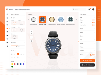 Custom Watch Builder UI animation app branding builder dashboard design icon icons illustration landing page logo saas smartwatch tool ui ui8 ux vector watch web