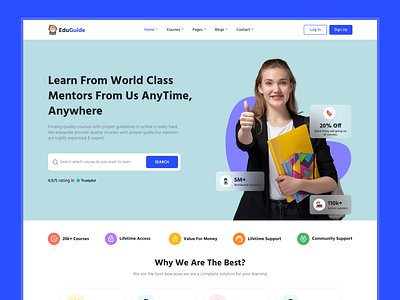 EduGuide - Educational Website Header academic website e learning education education web ui educational website educational ui hero section homepage landing page landing page ui learning web ui learning website study study website ui ui design ui ux web ui website website ui