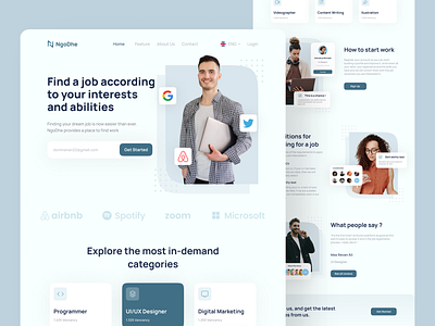 NgoDhe - Job Finder Landing Page branding clean dekstop design header homepage interface job job finder landing landing page minimal ui ui design uiux ux web web design website work