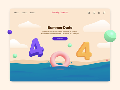 404 page 3d 404 error 404 page beach daily ui design error error handling figma illustration made with spline spline typography ui user interface design vector web design website