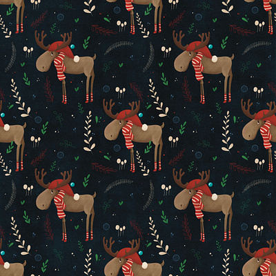 Christmas elk pattern art christmas elk christmas pattern illustraion illustration illustrator pattern procreate procreate art