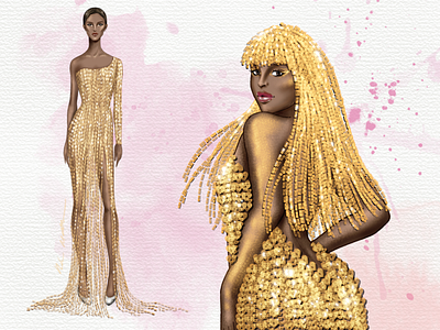 Couture Gold Sequin Dresses black models couture design fashion figure fashion figure template fashion illustration gold illustration model procreate brushes sequin