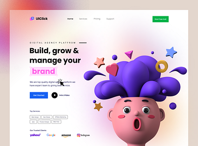 Digital Agency Website UI Design agency web app designer digital aency digital service home page landing page madhu mia marketing agency popular shot product design startup business trendy ui uiux visual design web designer website design